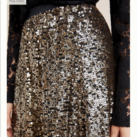 NWT Anthropologie Orleans Sequined Midi Skirt - Picture 3 of 4